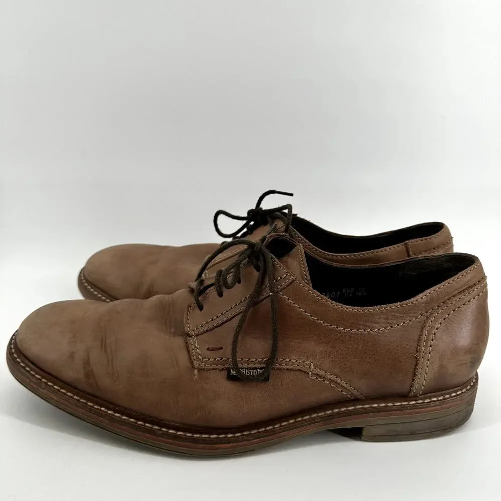 Mephisto Waino Air Jet Derby Dress Shoes Lace Up Leather Soft Air Brown 10